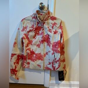 Vera Pelle Creaziono in Pelle cream and pink leather jacket NWT
